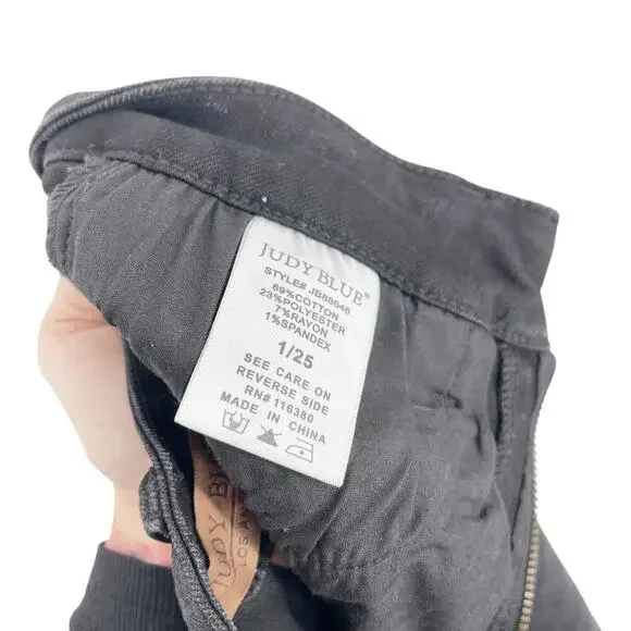 Judy Blue Morgantown Washed Black Straight Leg Jean Size 25 Tummy Control - Picture 6 of 9
